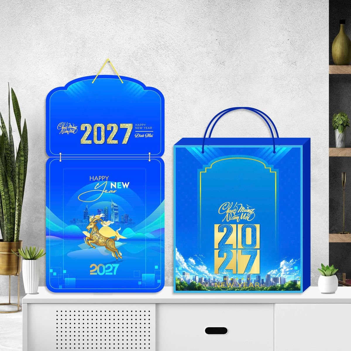 Lịch Khánh Gỗ Lamina 2 Đầu 2027 LM2D_056 - Quà Tặng Công Ty