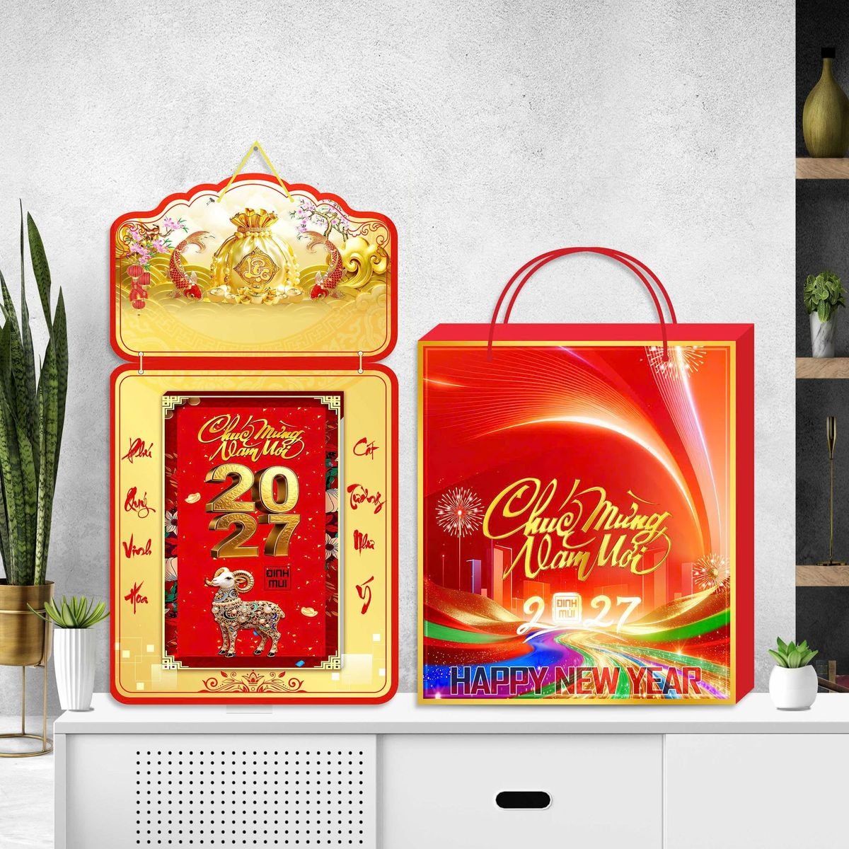 Lịch Khánh Gỗ Lamina 2 Đầu 2027 LM2D_057 - Quà Tặng Công Ty