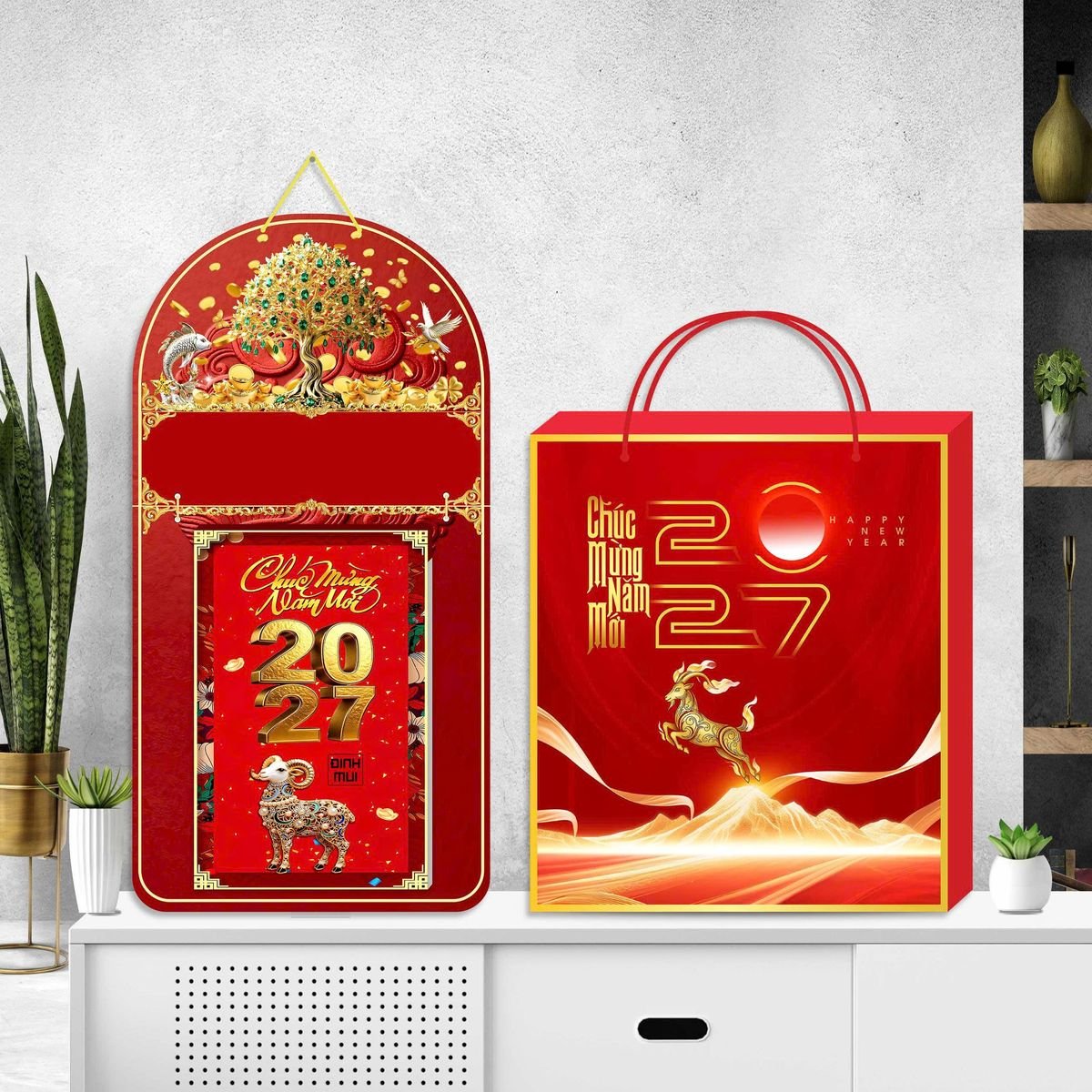 Lịch Khánh Gỗ Lamina 2 Đầu 2027 LM2D_058 - Quà Tặng Công Ty