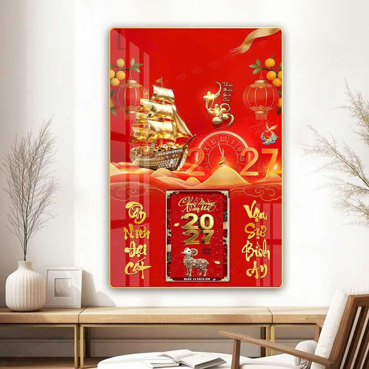 Lịch Gỗ Lamina Cao Cấp 40x60cm 2027 LM406_070 - Quà Tặng Công Ty