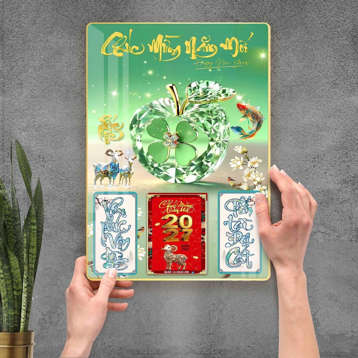 Lịch Gỗ Lamina Cao Cấp 40x60cm 2027 LM406_098 - Quà Tặng Công Ty