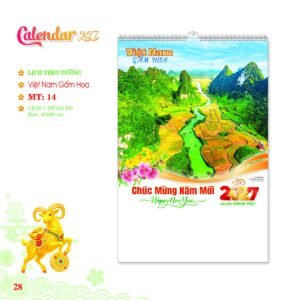 Lịch Treo Tường Lò Xo 2027 MT Mẫu MT14 (40 x 60cm) In Logo Doanh Nghiệp Giá Xưởng in logo doanh nghiệp quà tặng Tết tại Quà Tặng Công Ty VN