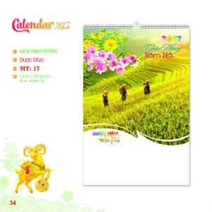 Lịch Treo Tường Lò Xo 2027 MT Mẫu MT17 (40 x 60cm) In Logo Doanh Nghiệp Giá Xưởng in logo doanh nghiệp quà tặng Tết tại Quà Tặng Công Ty VN