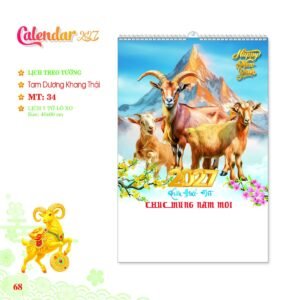 Lịch Treo Tường Lò Xo 2027 MT Mẫu MT34 (40 x 60cm) In Logo Doanh Nghiệp Giá Xưởng in logo doanh nghiệp quà tặng Tết tại Quà Tặng Công Ty VN