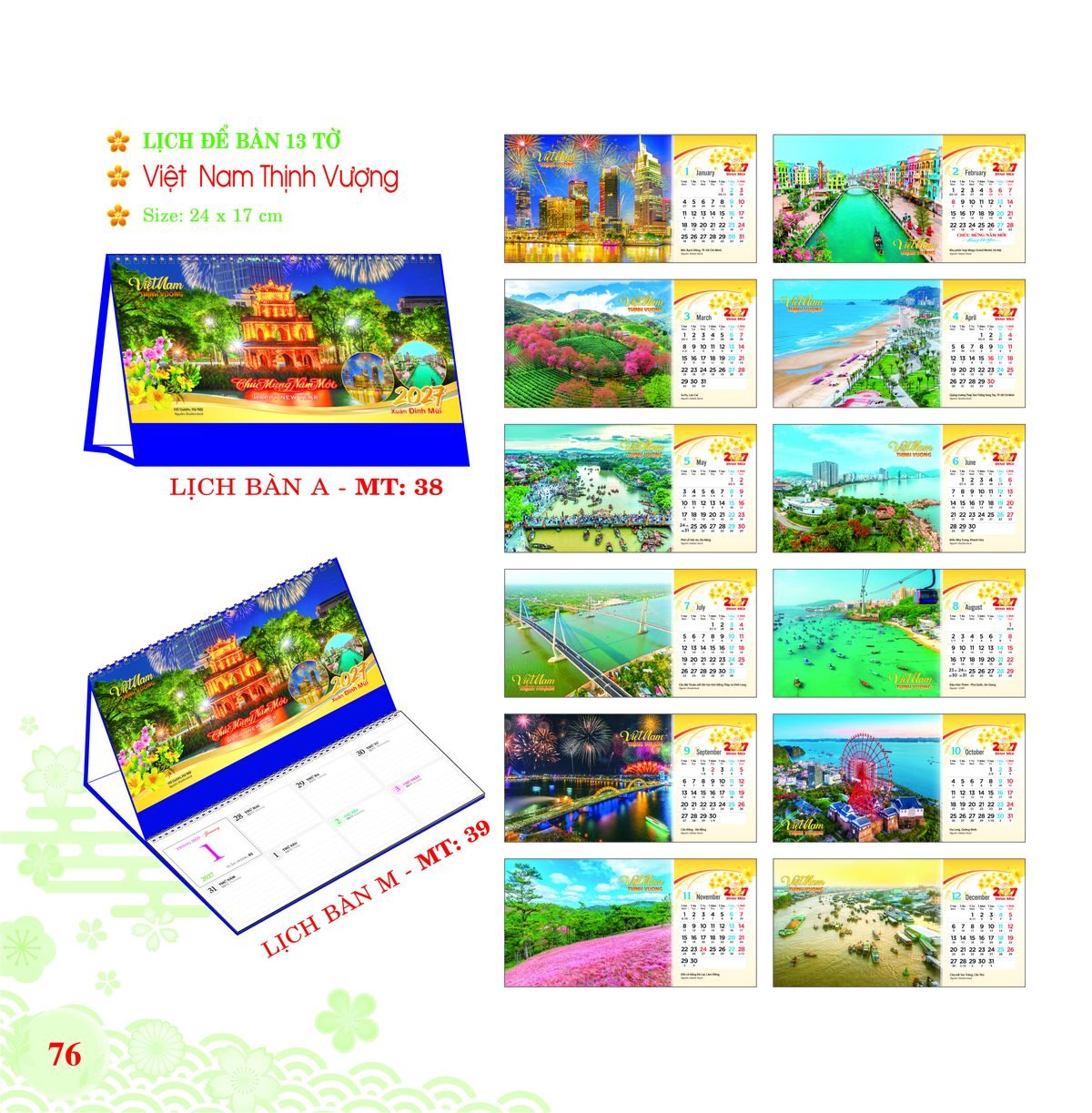 Lịch Để Bàn 2027 MT Mẫu MT39 (24 x 17cm) In Logo Doanh Nghiệp Giá Xưởng Lịch Để Bàn 2027 MT Mẫu MT39 (24 x 17cm) In Logo Doanh Nghiệp Giá Xưởng in logo doanh nghiệp quà tặng Tết tại Quà Tặng Công Ty VN
