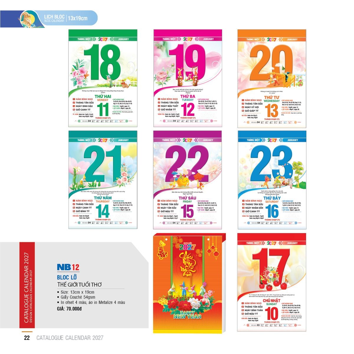 Lịch Bloc 2027 NB Mẫu NB12 (13 x 19cm) In Logo Doanh Nghiệp Giá Xưởng Lịch Bloc 2027 NB Mẫu NB12 (13 x 19cm) In Logo Doanh Nghiệp Giá Xưởng in logo doanh nghiệp quà tặng Tết tại Quà Tặng Công Ty VN