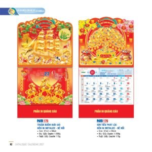 Lịch Treo Tường Lò Xo 2027 NB Mẫu NB175 (37 x 68cm) In Logo Doanh Nghiệp Giá Xưởng in logo doanh nghiệp quà tặng Tết tại Quà Tặng Công Ty VN