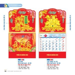 Lịch Treo Tường Lò Xo 2027 NB Mẫu NB199D (37 x 68cm) In Logo Doanh Nghiệp Giá Xưởng in logo doanh nghiệp quà tặng Tết tại Quà Tặng Công Ty VN