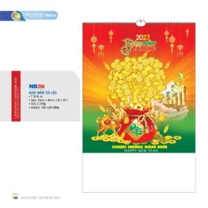 Lịch Treo Tường Lò Xo 2027 NB Mẫu NB256 (16 x 25 cm) In Logo Doanh Nghiệp Giá Xưởng in logo doanh nghiệp quà tặng Tết tại Quà Tặng Công Ty VN