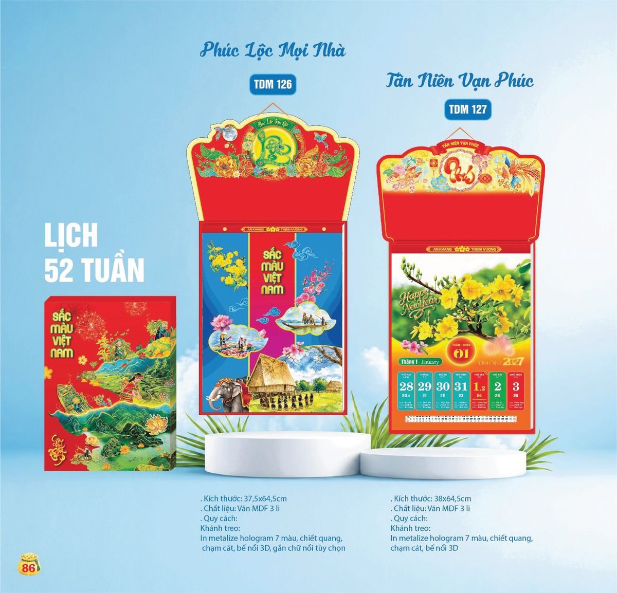 Lịch Bloc Siêu Cực Đại 2027 TDM83 In Logo Doanh Nghiệp Giá Xưởng