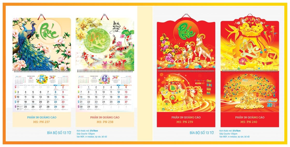 Lịch 13 Tờ TPN13T03 In Logo Doanh Nghiệp Giá Xưởng