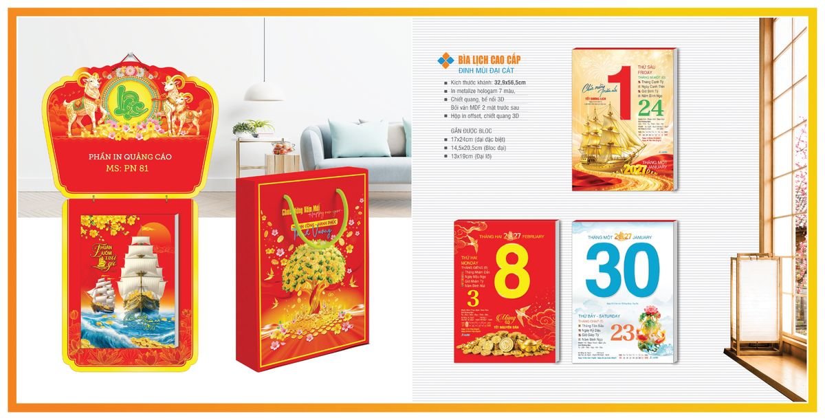 Bìa Lịch Treo Gắn Bloc TPNBIA03 In Logo Doanh Nghiệp Giá Xưởng