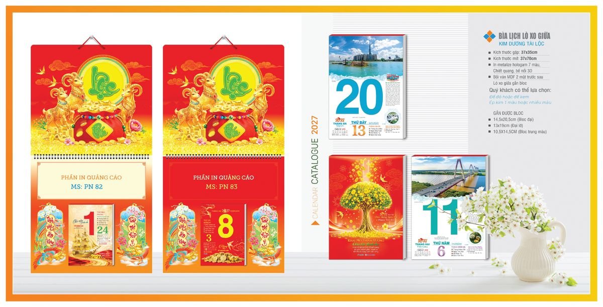 Bìa Lịch Treo Gắn Bloc TPNBIA04 In Logo Doanh Nghiệp Giá Xưởng