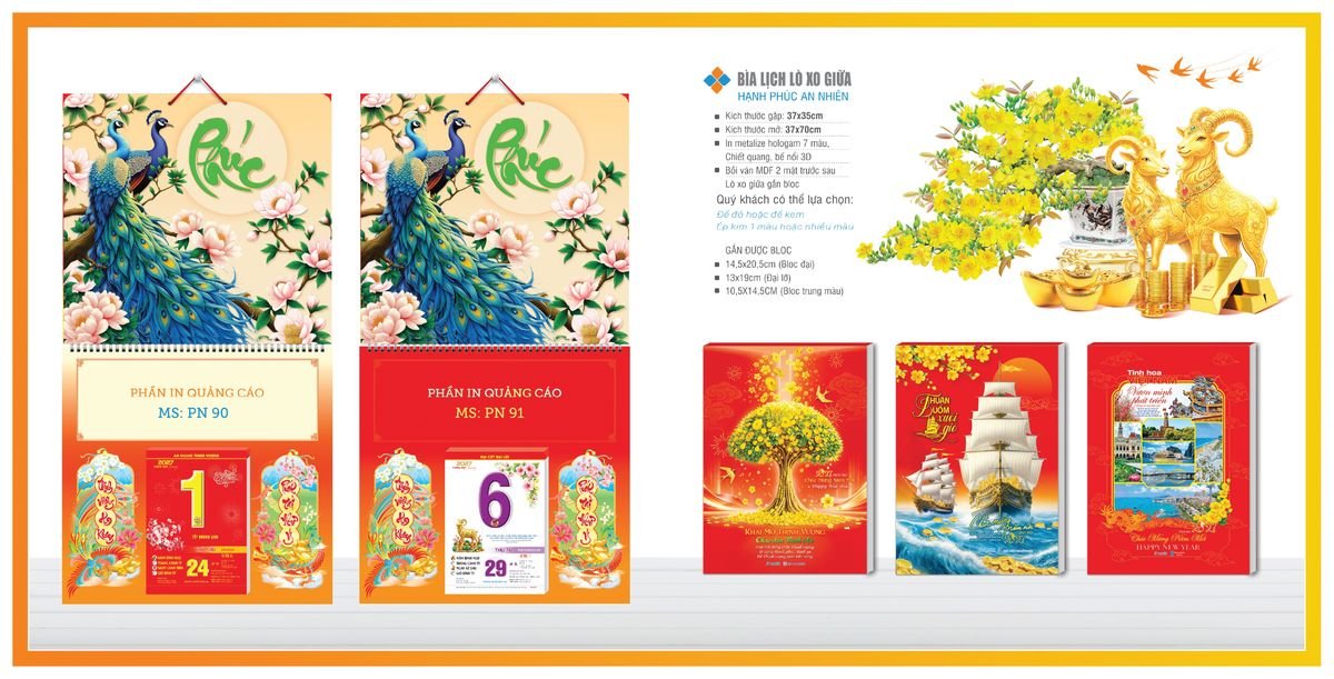 Bìa Lịch Treo Gắn Bloc TPNBIA08 In Logo Doanh Nghiệp Giá Xưởng