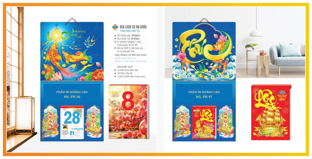 Bìa Lịch Treo Gắn Bloc TPNBIA11 In Logo Doanh Nghiệp Giá Xưởng