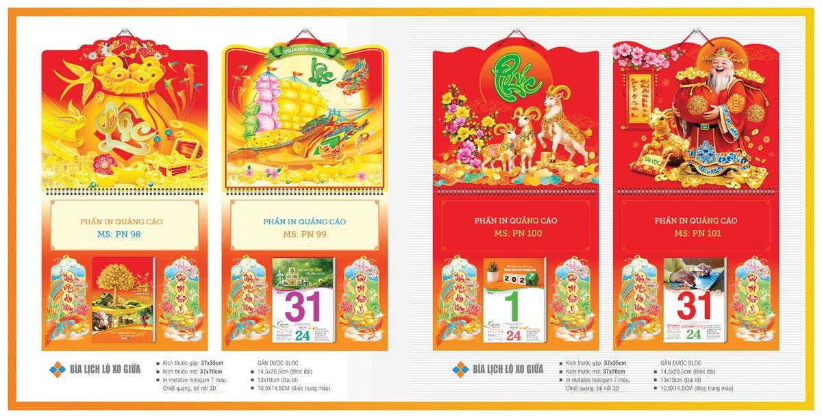 Bìa Lịch Treo Gắn Bloc TPNBIA12 In Logo Doanh Nghiệp Giá Xưởng
