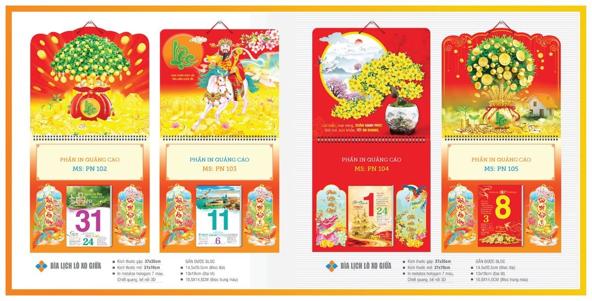 Bìa Lịch Treo Gắn Bloc TPNBIA13 In Logo Doanh Nghiệp Giá Xưởng