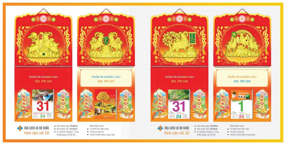 Bìa Lịch Treo Gắn Bloc TPNBIA14 In Logo Doanh Nghiệp Giá Xưởng