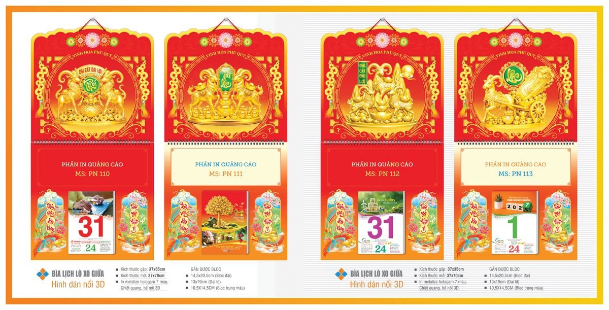 Bìa Lịch Treo Gắn Bloc TPNBIA15 In Logo Doanh Nghiệp Giá Xưởng