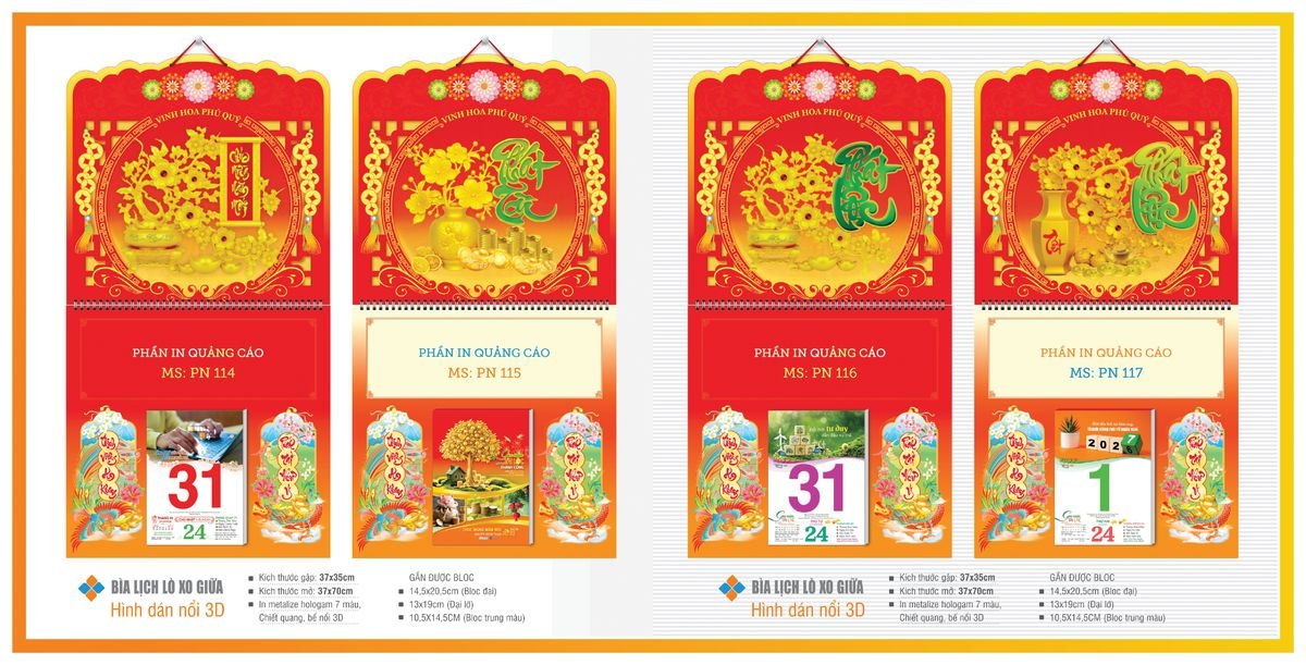 Bìa Lịch Treo Gắn Bloc TPNBIA16 In Logo Doanh Nghiệp Giá Xưởng