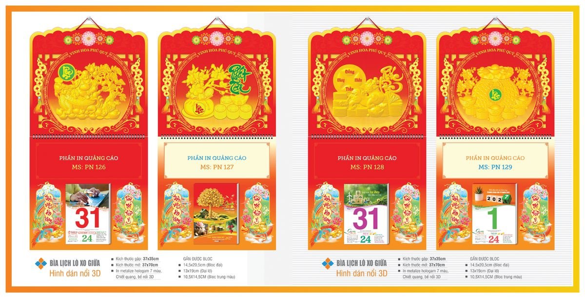 Bìa Lịch Treo Gắn Bloc TPNBIA19 In Logo Doanh Nghiệp Giá Xưởng