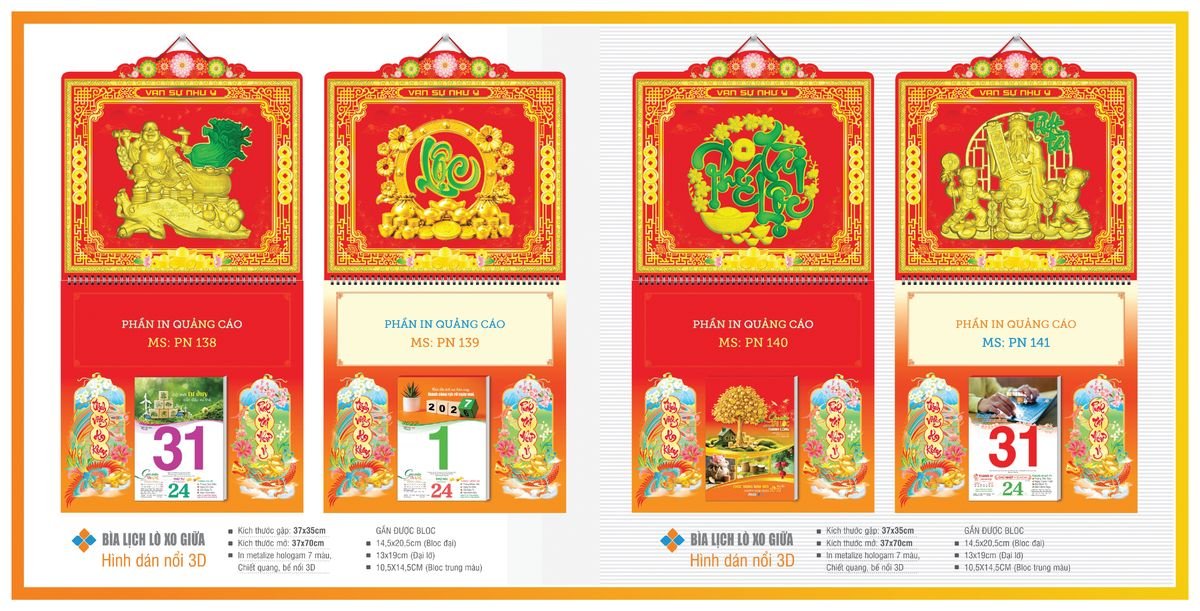 Bìa Lịch Treo Gắn Bloc TPNBIA22 In Logo Doanh Nghiệp Giá Xưởng