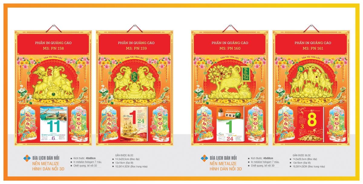 Bìa Lịch Treo Gắn Bloc TPNBIA27 In Logo Doanh Nghiệp Giá Xưởng