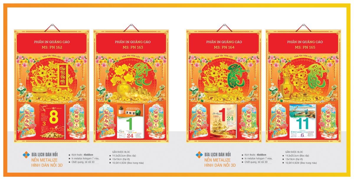 Bìa Lịch Treo Gắn Bloc TPNBIA28 In Logo Doanh Nghiệp Giá Xưởng