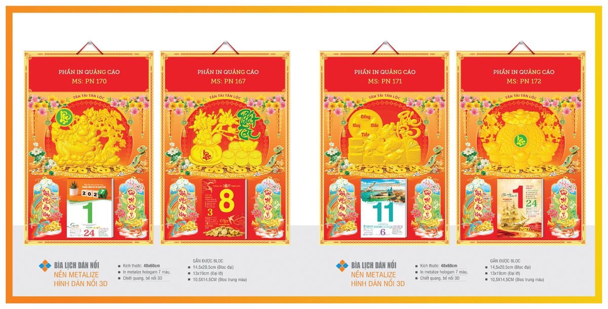Bìa Lịch Treo Gắn Bloc TPNBIA30 In Logo Doanh Nghiệp Giá Xưởng