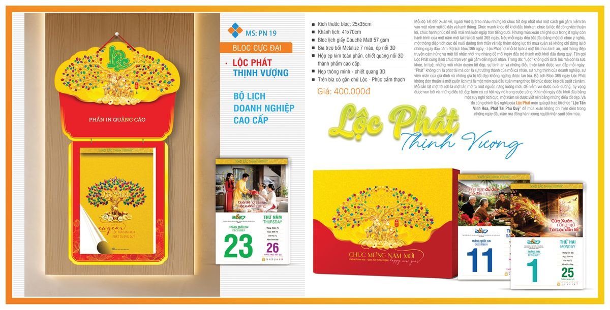 Lịch Bloc TPN 2027 TPNBLOC22 In Logo Doanh Nghiệp Giá Xưởng