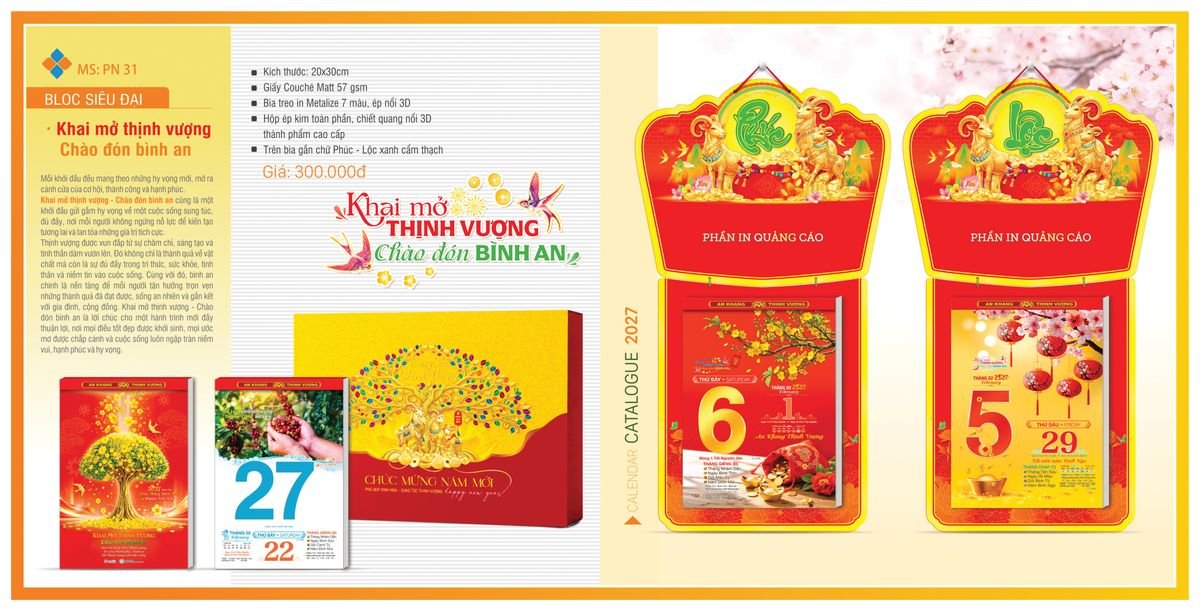 Lịch Bloc TPN 2027 TPNBLOC36 In Logo Doanh Nghiệp Giá Xưởng