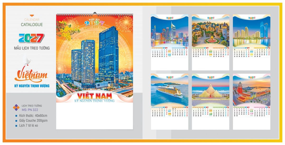 Lịch 7 Tờ Lò Xo TPNLX12 In Logo Doanh Nghiệp Giá Xưởng